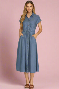 Chambray Button Down Dress - Denim