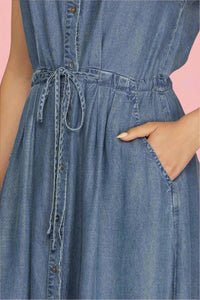 Chambray Button Down Dress - Denim