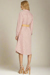 Belted Button Down Shirt Dress - Red