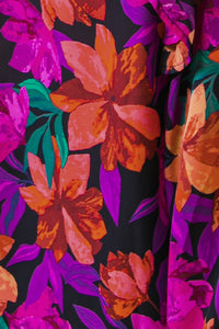 High Neck Balloon Sleeve Floral TopFuchsia