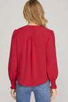 Front Pleat Top - Cherry