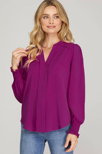 Front Pleat Top - Magenta