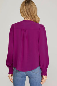 Front Pleat Top - Magenta