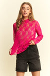 Sheer Lace Top - Fuchsia