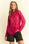 Sheer Lace Top - Fuchsia