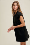 Quarter Zip Mini Dress - Black