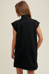 Quarter Zip Mini Dress - Black