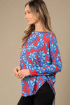 Long Sleeve Top Red & Blue