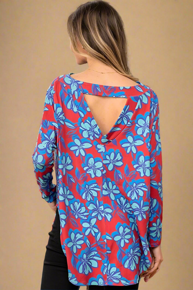 Long Sleeve Top Red & Blue