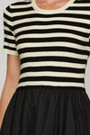 Striped Bubble Hem Dress - Black