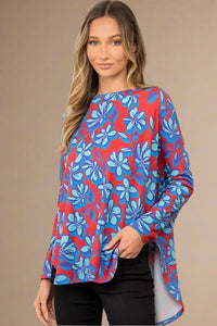 Long Sleeve Top Red & Blue