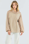 Balloon Sleeve Light Turtle Neck - Beige