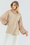 Balloon Sleeve Light Turtle Neck - Beige