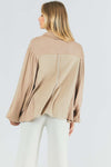 Balloon Sleeve Light Turtle Neck - Beige