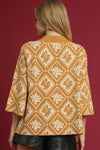 Abstract Leaf Mock Neck Sweater - Mustard
