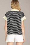 Half Zip Striped Top - Navy