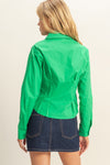 Pleated Waist Poplin Shirt - Kelly Green