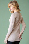 Long Sleeve Solid Henley Shirt - Vintage Beige