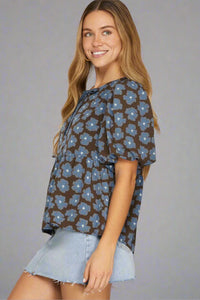Puff Sleeve Front Bow Top