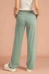 High Waist Drawstring Straight Pants - Green