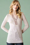 Long Sleeve Solid Henley Shirt - Vintage Beige