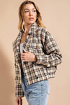 Cropped Tweed Lurex Jacket Brown