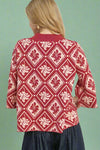 Abstract Leaf Mock Neck Sweater - Rosewood