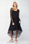 Drop Waist Lace Dress - Black