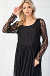 Drop Waist Lace Dress - Black
