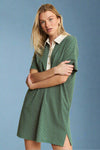 Pin Stripe Button Down Dress - Green