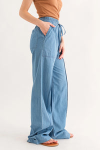 Washed Relaxed Fit Pants Chambray Blue