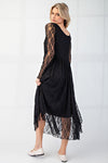 Drop Waist Lace Dress - Black