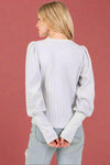 Mineral Washed Sleeve Detail Thermal Top Grey