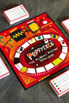 A board trivia game that challenges you to come up with the correct answer or bluff. Comes with board, markers, trivia cards, and dice.