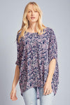 Oversized Navy Pink Paisley Top