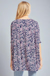 Oversized Navy Pink Paisley Top