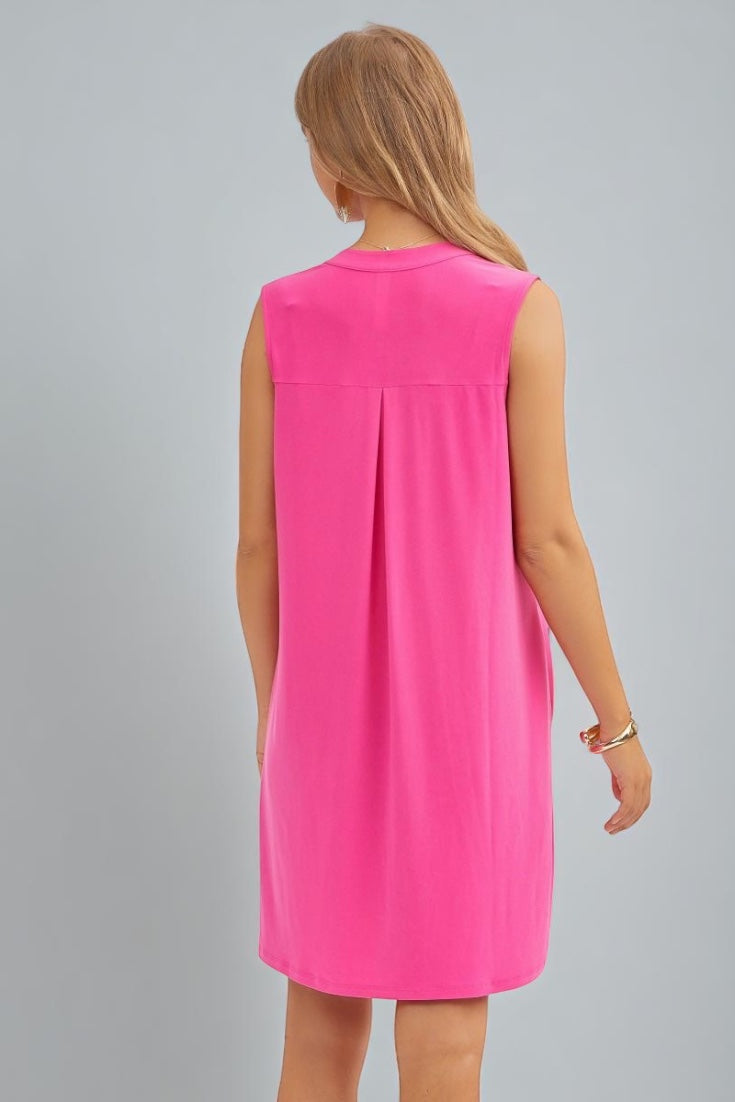 Solid Sleeveless Lizzy Dress - Pink