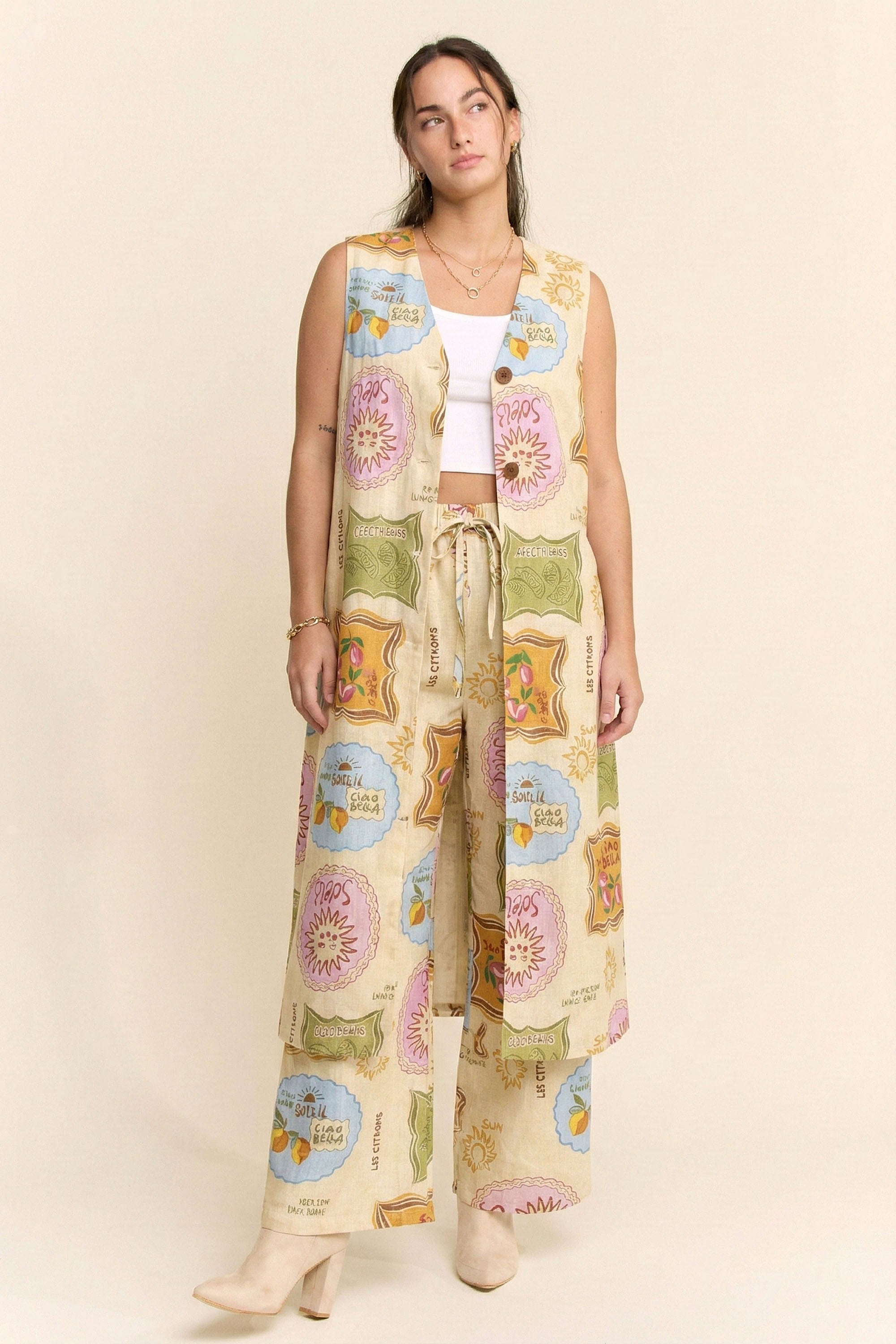 Printed Wide Leg Pants