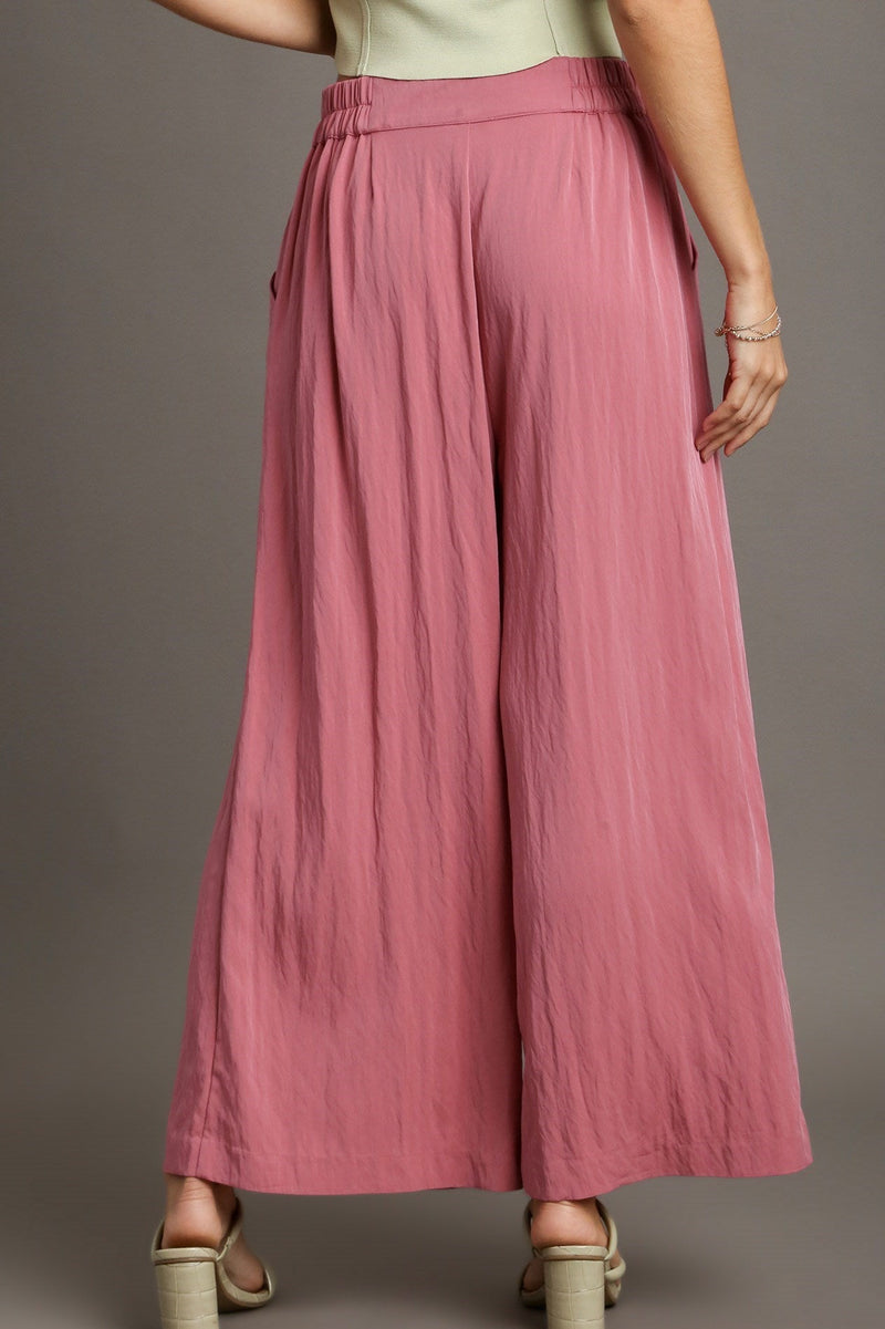 Pleated Detail Elastic Trouser - Rose