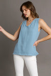 Sleeveless Frayed Hem Top Blue