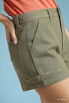 Stone Washed Shorts - Light Olive