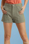 Stone Washed Shorts - Light Olive
