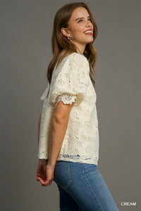 Floral Lace Top - Cream