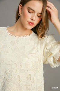 Floral Lace Top - Cream