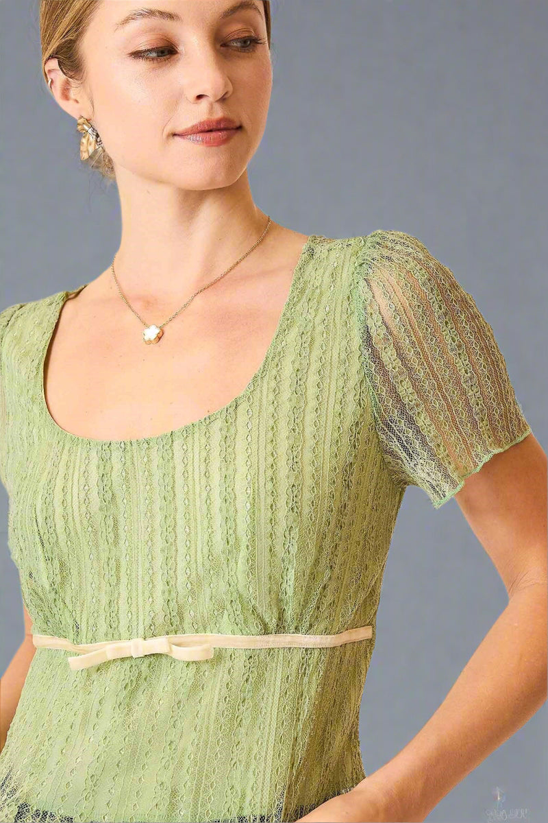 Floral Knit Top - Mint