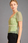 Floral Knit Top - Mint