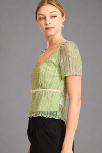 Floral Knit Top - Mint
