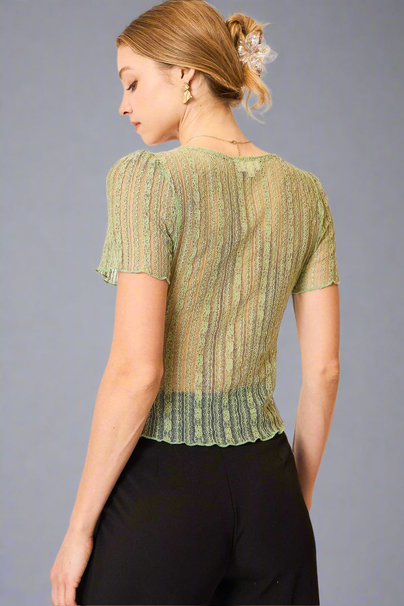 Floral Knit Top - Mint