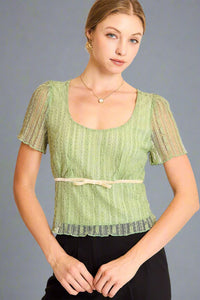 Floral Knit Top - Mint