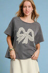 Mineral Washed Ribbon Lace Top - Charcoal